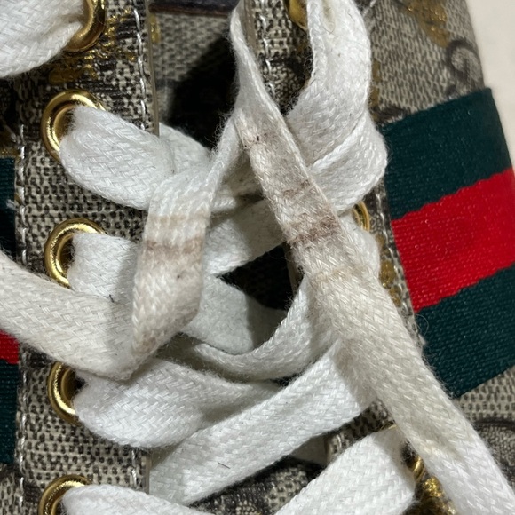 Gucci Ace GG Supreme "Bees" Low Top Sneakers Size 38/ US 8 - Picture 10 of 16